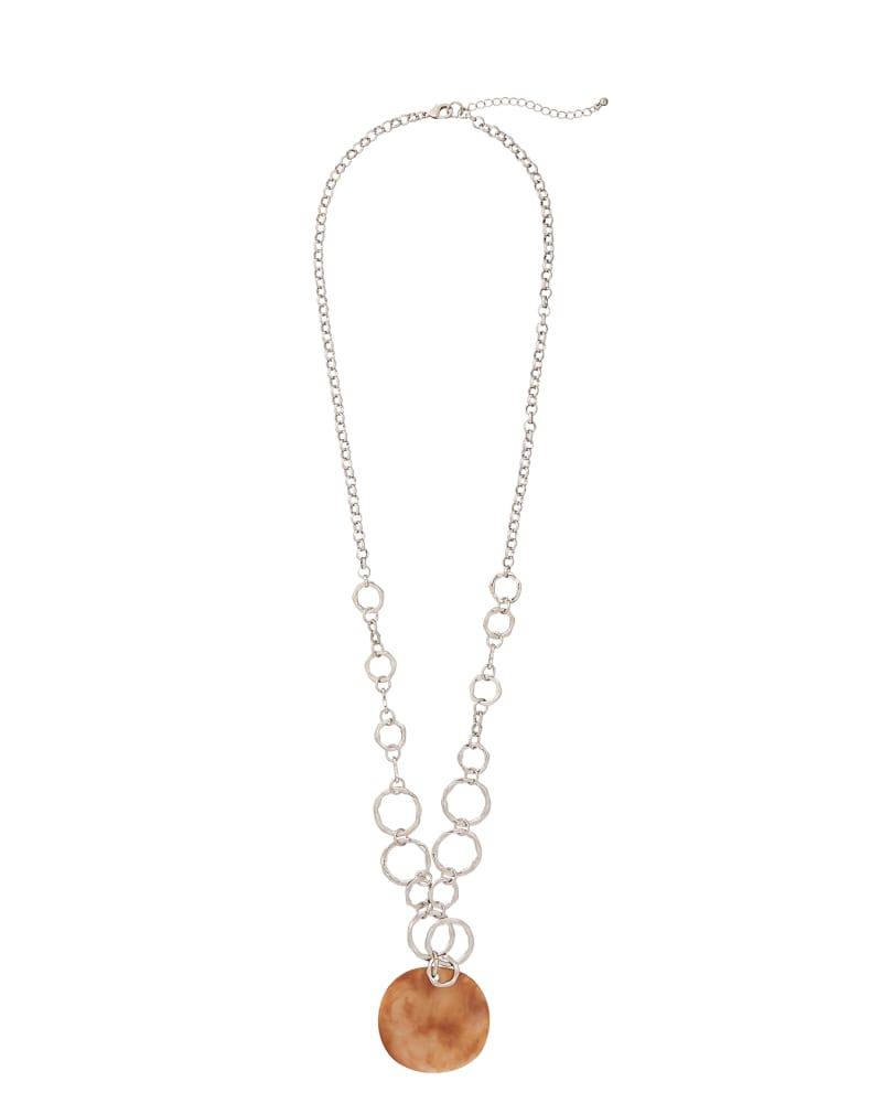 Alia Pendant Necklace | Silver / Tan